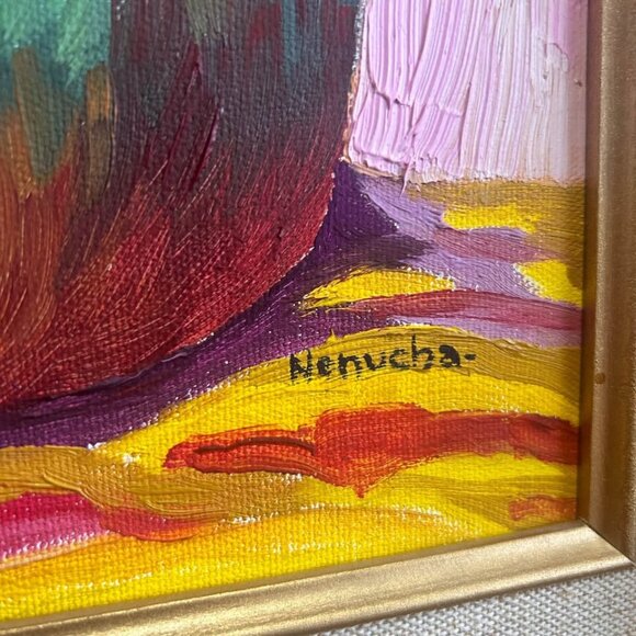 Vintage Original 1985 Modern Expressionist Oil Painting –Wood Framed Still Life - Picture 3 of 9